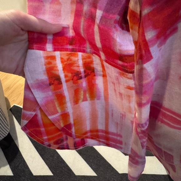 JUST B 100% Linen Abstract One Button Tie Dye Lagenlook Art to Wear Shacket Sz S - Picture 3 of 5